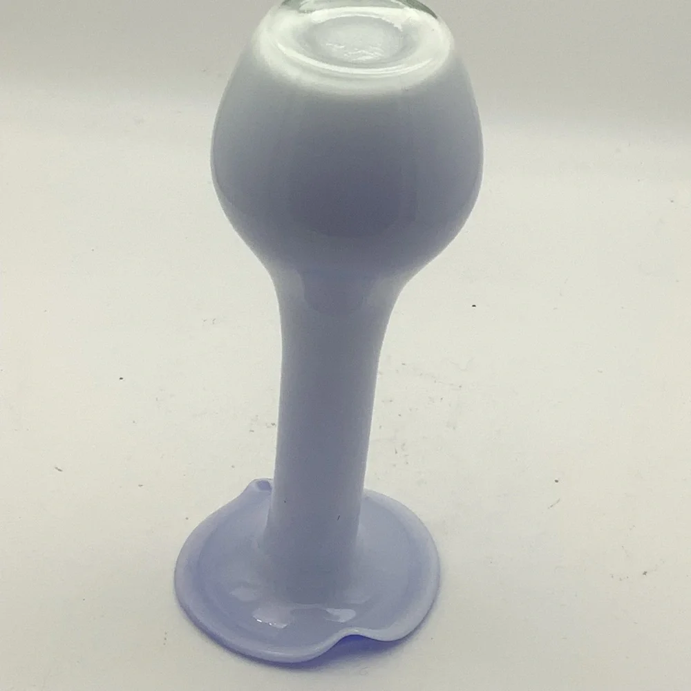 Elegant Art Glass Bud Vase in Blue and White